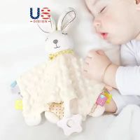 安抚巾婴儿可入口安抚玩偶0-1岁宝宝睡眠毛绒手偶安抚玩具 豆豆安抚巾白色兔子