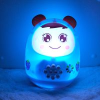 可充电婴儿大号不倒翁3-6-9-12个月宝宝男女孩早教益智0-1岁玩具 软耳朵音乐不倒翁[蓝色] 充电器+3颗充电电池