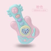 音乐手拍鼓乐器益智早教机串珠摇铃婴儿玩具0-3岁宝宝儿童拍拍鼓 樱花粉-音乐小吉他