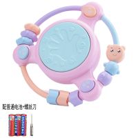 儿童音乐手拍鼓婴儿玩具早教益智摇铃0-1岁6-12个月3宝宝抓握训练 粉串珠手拍鼓[送电池]