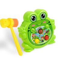 双锤充电打地鼠音乐旋转大号玩具亲子婴幼儿童电动益智早教游戏机 青蛙绿色双锤版 普通电池板[送电池]