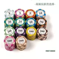 麻将筹码卡片棋牌室专用代币高档套装数字牌百家筹码德州扑克筹码 联系客服或留言备注50片