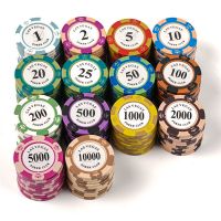 麻将筹码德州扑克筹码卡片棋牌室专用代币高档套装数字牌双面筹码 14种高档面额随意搭配50片