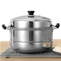 [新疆]不锈钢蒸锅二层三层加厚蒸笼蒸格汤锅双层通用蒸锅 28cm.二层.-蒸锅.