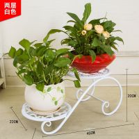欧式阳台花架 铁艺 多层客厅室内地面绿萝花盆架植物架多肉花架子 018两层白色