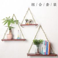 书房客厅背景墙置物架简约花架书架免打孔一字板置物架 柚木送无痕钉 一层30x15