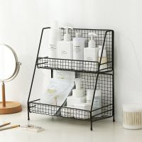 化妆品收纳架储物架桌面置物架卫生间梳妆台面护肤品宿舍多层架子 小号黑色[长30CM]