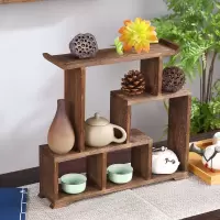 博古架小实木中式迷你桌面摆件紫砂壶展示架多宝阁茶具架子置物架 B款多宝阁