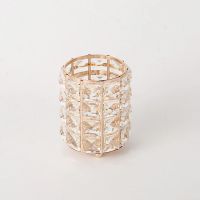 欧式水晶化妆刷 金属笔筒桌面梳妆台收纳筒置物架 家居整理盒摆件 圆形法国金四层 四层