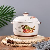 陶瓷勺盖一体猪油罐油壶大号耐高温辣椒油罐厨房用品调味瓶罐盐罐 富贵鱼 小号 盖无孔 500ML