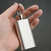 不锈钢扁酒壶半斤1斤2斤随身户外便携水瓶复古迷你家用白钢酒具 1两装送漏斗1个