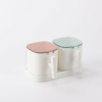 多功能调料盒置物架调料瓶收纳架调味罐收纳盒调味品厨房用品套装 2格[小号] 白色