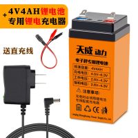 电子秤锂电池4v4ah5ah8ah通用家用称体重商用台秤移动照明电瓶 4v4ah锂电池+充电器+直充线