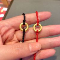 抖音小红书同款沙金甜甜圈手链情侣男女素圈脚链手工编织周家闺蜜 甜甜圈手链红绳