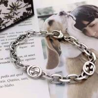 复古家新款高版本G互扣手链925银时尚嘻哈潮人男女情侣流苏款手环 古家三双G互扣式手链[18MM] 手链+精美包装