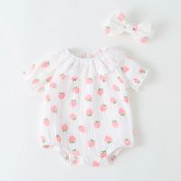 2021新款婴儿衣服新生儿连体衣夏短袖爬服baby婴幼儿服饰厂家直销 白色短袖草莓三角爬 73