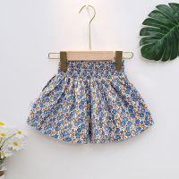 女童纯棉套装2021年新款夏季女宝宝洋气婴儿短袖小女孩半身裙裤子 蓝色-碎花裤裙 纯棉 80 码