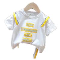 男宝宝夏季套装时尚小童休闲装儿童格子短裤2021新款男童两件套潮 白色短袖 100cm