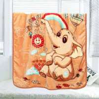 婴儿抱被秋冬季冬天包被新生儿初生抱毯双层加厚外出推车盖毯披风 110*100云毯卡其色小象