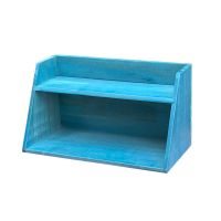 桌面收纳盒zakka办公桌木柜木制化妆整理可壁挂式挂墙复古置物架 斜两层蓝色