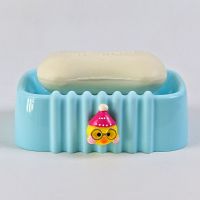 卡通壁挂双层肥皂盒香皂卫生间粘贴免打孔沥水可爱家用宿舍肥皂架 眼镜小黄鸭(台面款)