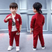 小童男0春秋款礼服童装1儿童宝宝2西服套装3男童小西装三件套4岁5 小鱼骨三件套红色 73码5-10个月(13-17斤)