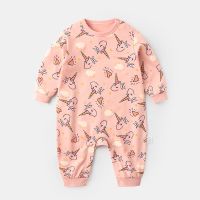 嘟嘟家婴儿连体衣秋装睡衣宝宝超洋气哈衣爬服新生儿纯棉洋气秋款 粉底独角兽 59
