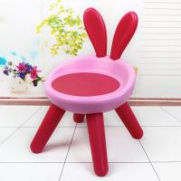 宝宝叫叫椅兔耳朵靠背椅防滑防摔小板凳家用可爱吃饭椅子塑料餐椅 粉硬垫