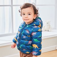 懿琪宝贝婴儿衣秋冬棉服袄男童棉衣加厚女童童装冬季儿童外套 蓝底满印恐龙 80 CM
