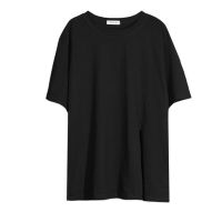 200斤大码女装2021年夏胖妹妹显瘦遮肉两件套装洋气减龄连衣裙子 单件开叉T恤 L码[建议100-120斤]