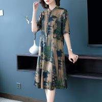 2021夏季新款连衣裙贵夫人高端气质遮肉大码过膝适合胯大腿粗裙子 图片色 S