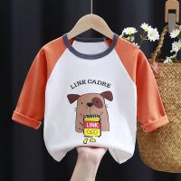 儿童长袖T恤纯棉男童秋衣女童打底衫宝宝单件上衣婴儿衣服春秋装1 F021-T恤方块狗. 这款没有肩开扣 73