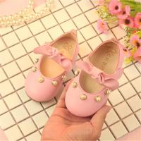 2021春秋季女宝宝蝴蝶结软底学步鞋2-3-4公主鞋婴幼儿单鞋小皮鞋 粉色 15码鞋内长 11.3厘米