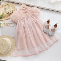 童装女童夏季旗袍2021新款儿童中小大童裙子宝宝汉服中国风连衣裙 粉红色 90 建议身高80-90cm左右