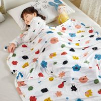 新生婴儿午睡毯盖毯儿童空调被夏凉被宝宝夏天盖的被子幼儿园午休 动物花-白(双层薄毯)A类 70x120cm