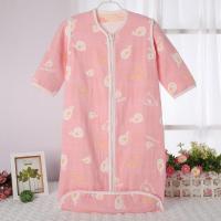 新款纯棉六层纱布新生婴儿春秋夏四季宝宝睡袋初生儿童通用防踢被 粉色小鲸鱼 90码[衣长80cm]