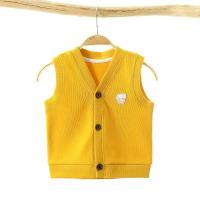 2021春秋新款儿童棉马甲男童秋季背心女宝宝开衫马甲婴幼儿针织衫 黄色 针织马甲黄 80