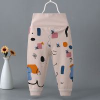 婴儿高腰裤春秋 0-3岁宝宝保暖裤纯棉男女宝宝秋裤护肚裤儿童裤子 2155浅咖涂鸦 [纯棉] 73