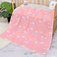 婴儿浴巾纯棉新生儿宝宝洗澡巾初生儿童大毛巾柔软吸水纱布四季被 4层粉小猪80*80