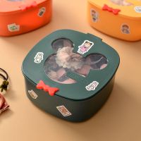 首饰盒女首饰收纳盒手饰品盒耳钉耳饰发卡头饰收纳盒塑料饰品盒子 米奇首饰收纳盒-绿色 一个装 长11.5宽10.5高5厘米