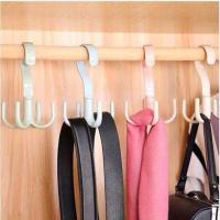 新款收纳神器 2/4个可旋转围巾架领带架包包皮带多功能帽子鞋挂钩 2个装四抓钩 加厚颜色随机