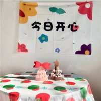 野餐户外套餐气球成人卡通背景布拍照拉旗装饰生日彩色流苏墙气球 今日开心 背景布