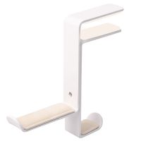 金属创意耳机挂架头戴式通用耳机支架桌面夹架耳麦夹挂钩式架子 [双挂A款]PU皮垫+夹架款-白色