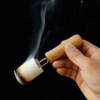 手持艾针艾灸延长针省艾灸工具艾条延长器刮灰器实木三叉锥子家用 三针短款