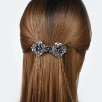 发夹女韩国成人顶夹水钻头饰优雅发卡弹簧夹横夹后脑勺盘发马尾夹 A86黑色