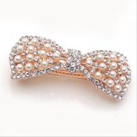 珍珠蝴蝶结发夹发卡发饰夹子水钻头饰弹簧夹马尾夹横夹夹头发饰品 珍珠蝴蝶结发夹金色