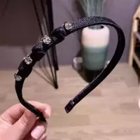 发箍头箍女韩国简约网红带钻气质发卡成人百搭刘海发卡细头窟外出 黑色