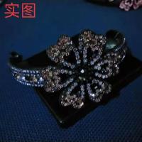 新款丸子头盘发器网红头饰水钻发夹头花饰品成人发卡马尾夹花苞头 网红[马尾扣-气质紫]中号1个