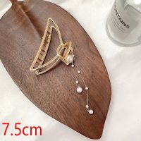 2个流苏透明珠珠抓夹夹头发抓夹发夹金属头饰后脑勺吊坠抓发夹子 半圆珠珠款