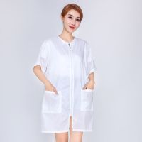 发型师美发工服围裙理发店助理中工服焗油小工作服发廊技师烫染衣 白色短袖 M 中号(可穿90-130斤)